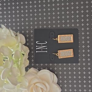 INC Gold Tone CZ Sparkle Dangle Earring NWT